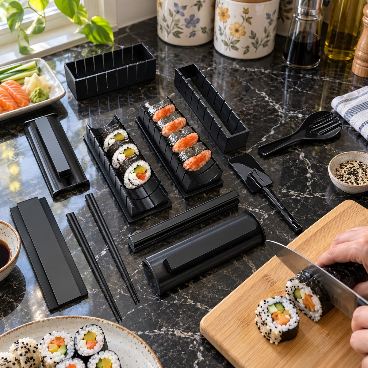 10-Piece Sushi Mold Kit in a home kitchen