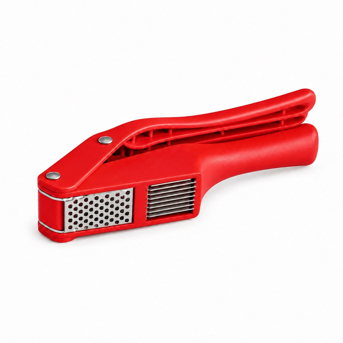 2-in-1 Garlic Press and Slicer, Red