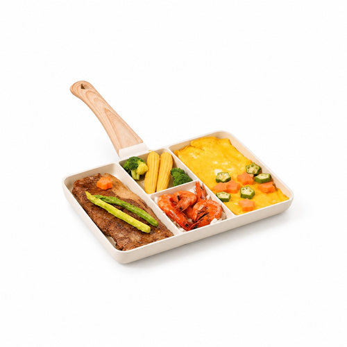 4-Compartment Non-Stick Divided Frying Pan with Soft-Touch Handle