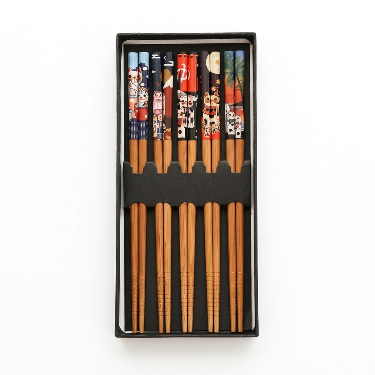 Bamboo Chopsticks Set, 5 Pairs, Pattern E