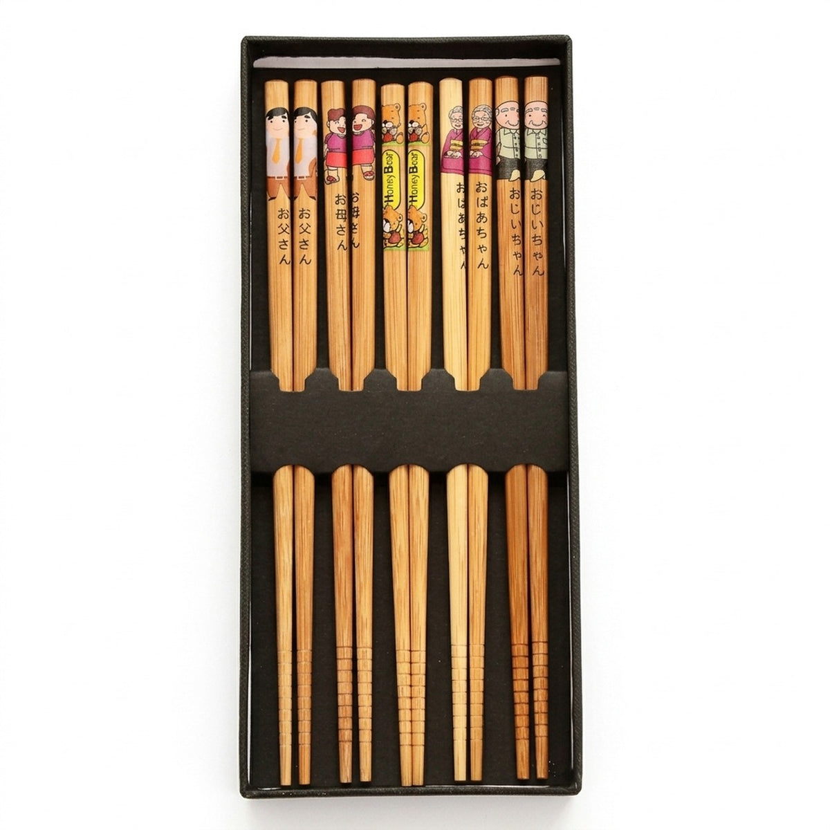 Bamboo Chopsticks Set, 5 Pairs, Pattern F