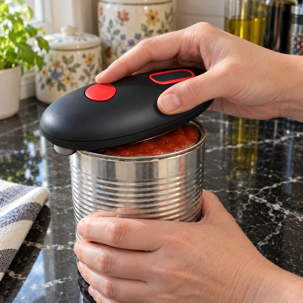 Battery-Operated Electric Can Opener in a home kitchen