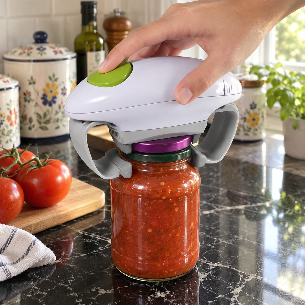 Battery-Operated Electric Jar Opener in a home kitchen