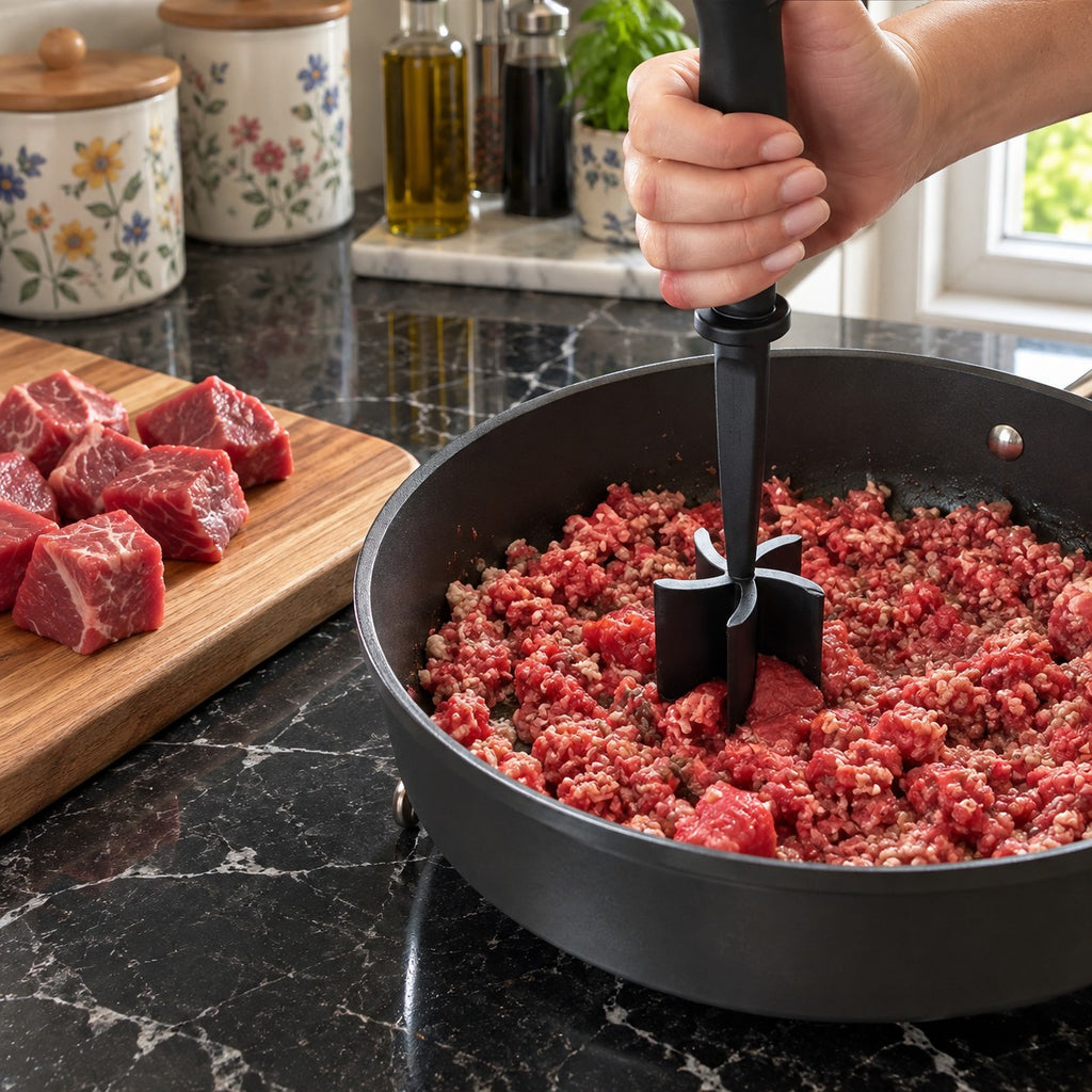 Compact Manual Meat Grinder in a home kitchen