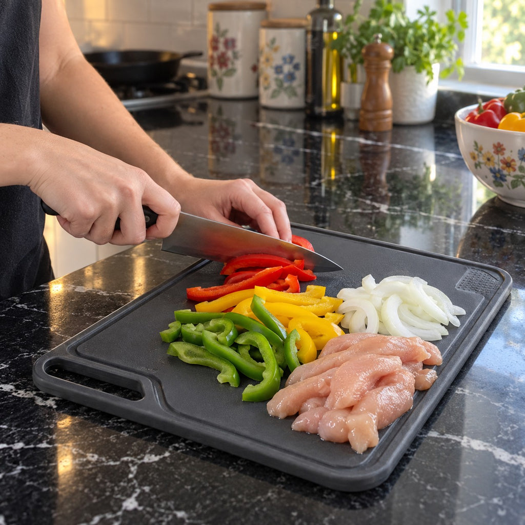 Cutting Board with Side Handles in a home kitchen