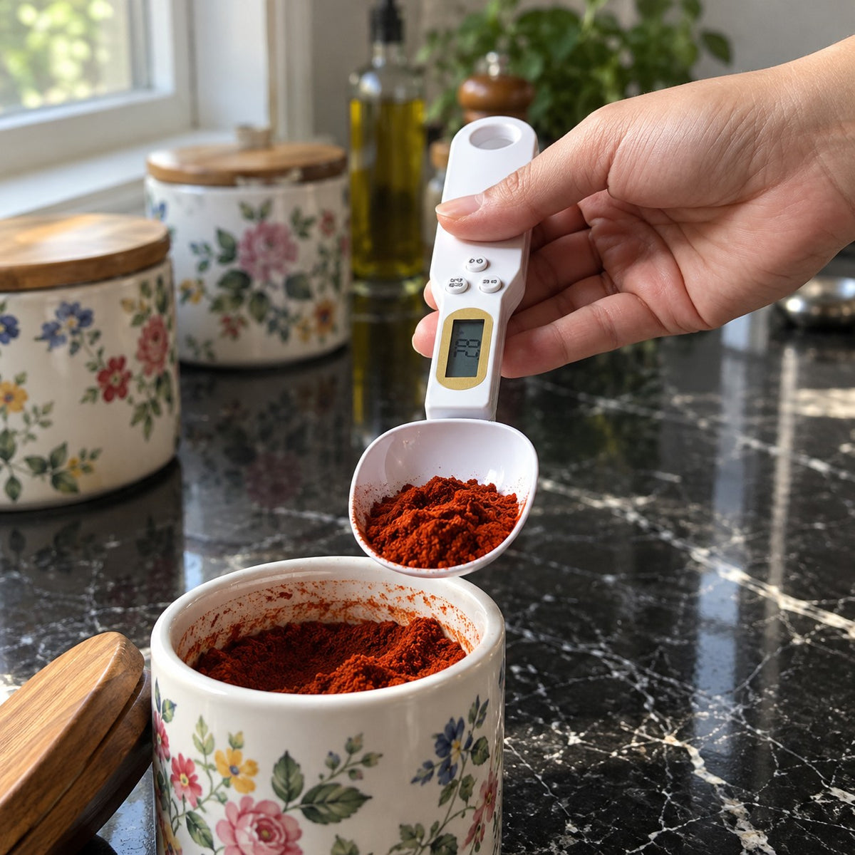 Digital Measuring Spoon Scale in a home kitchen