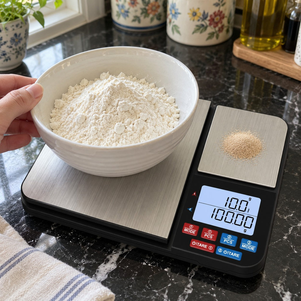 Dual Platform Kitchen Scale, 5 kg and 500 g in a home kitchen