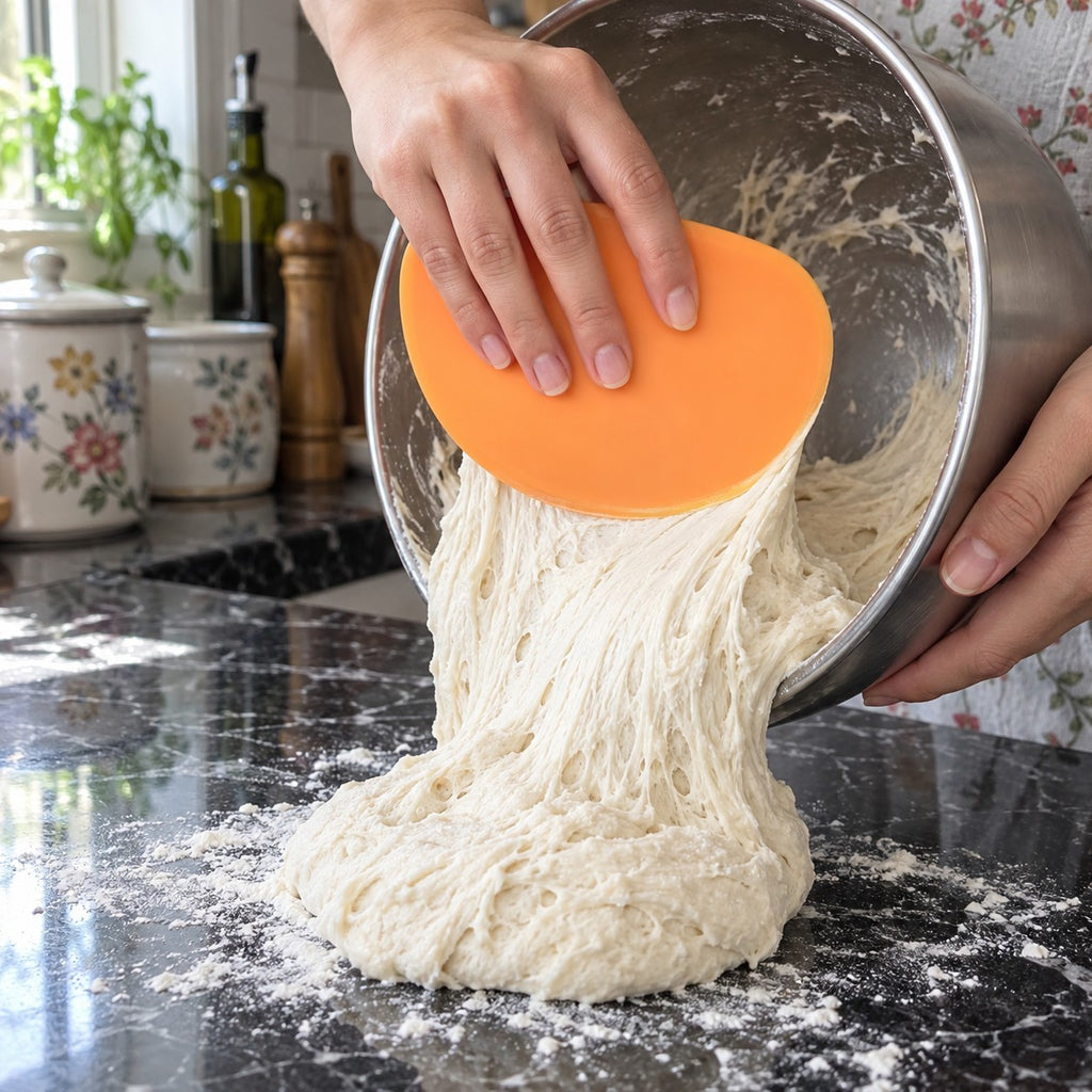 Flexible Dough Bowl Scraper in a home kitchen