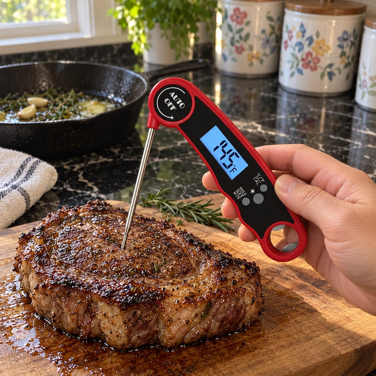 Instant-Read Meat Thermometer in a home kitchen