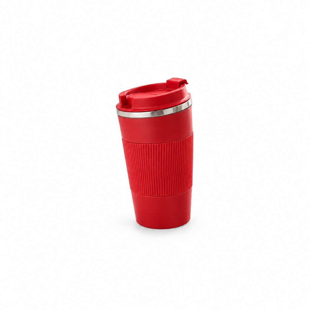 Insulated Travel Mug with Flip Lid, Red