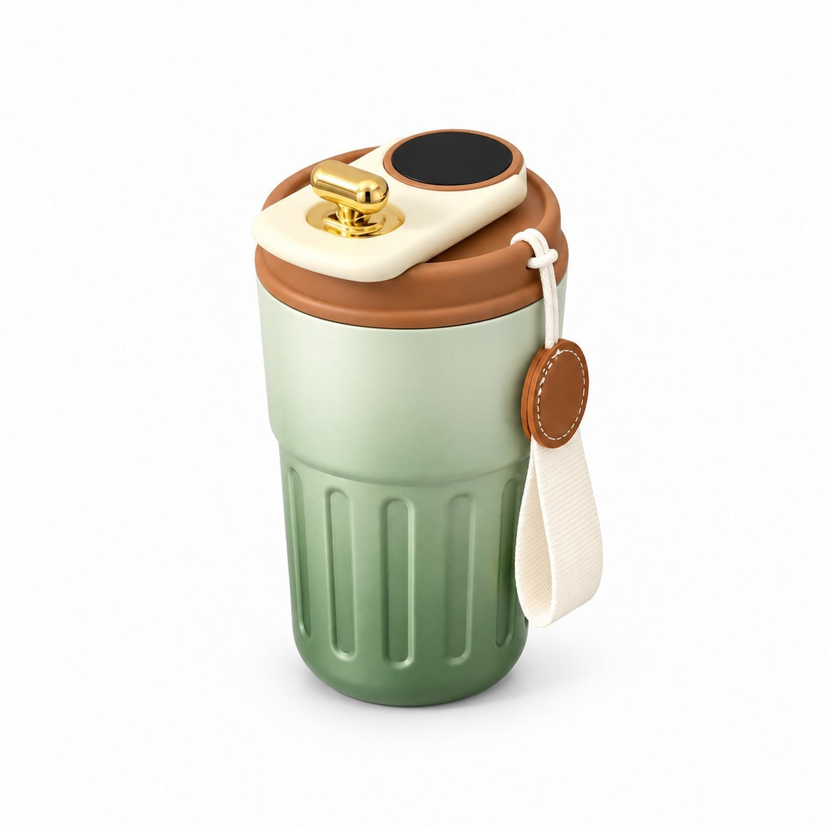 Insulated Tumbler with LCD Temperature Display, Gradient Green