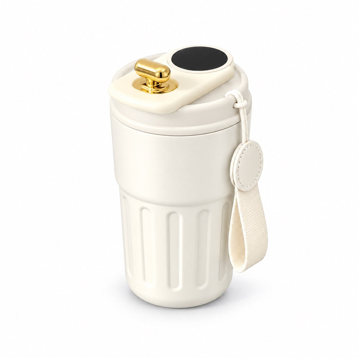 Insulated Tumbler with LCD Temperature Display, White