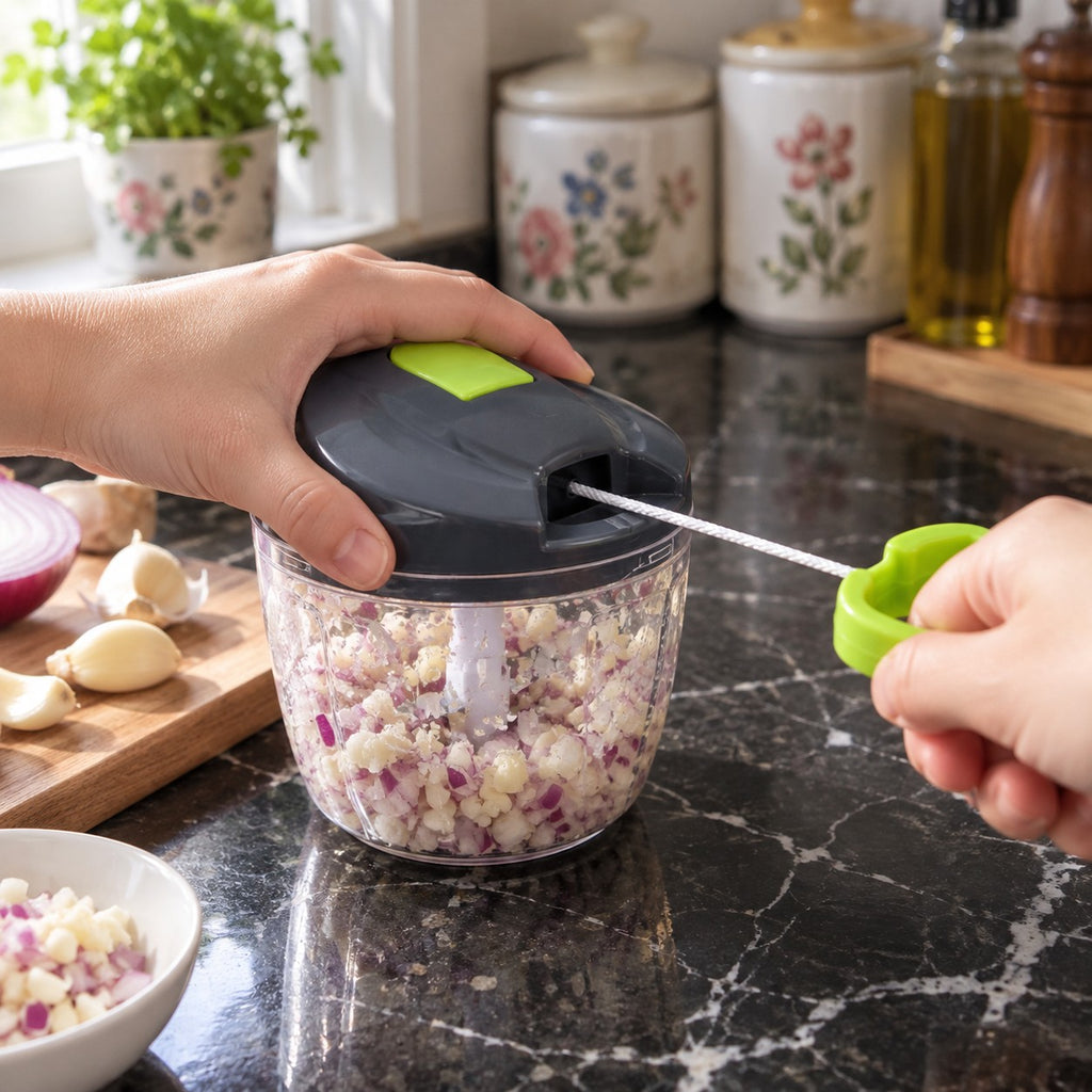 Manual Pull Food Chopper in a home kitchen