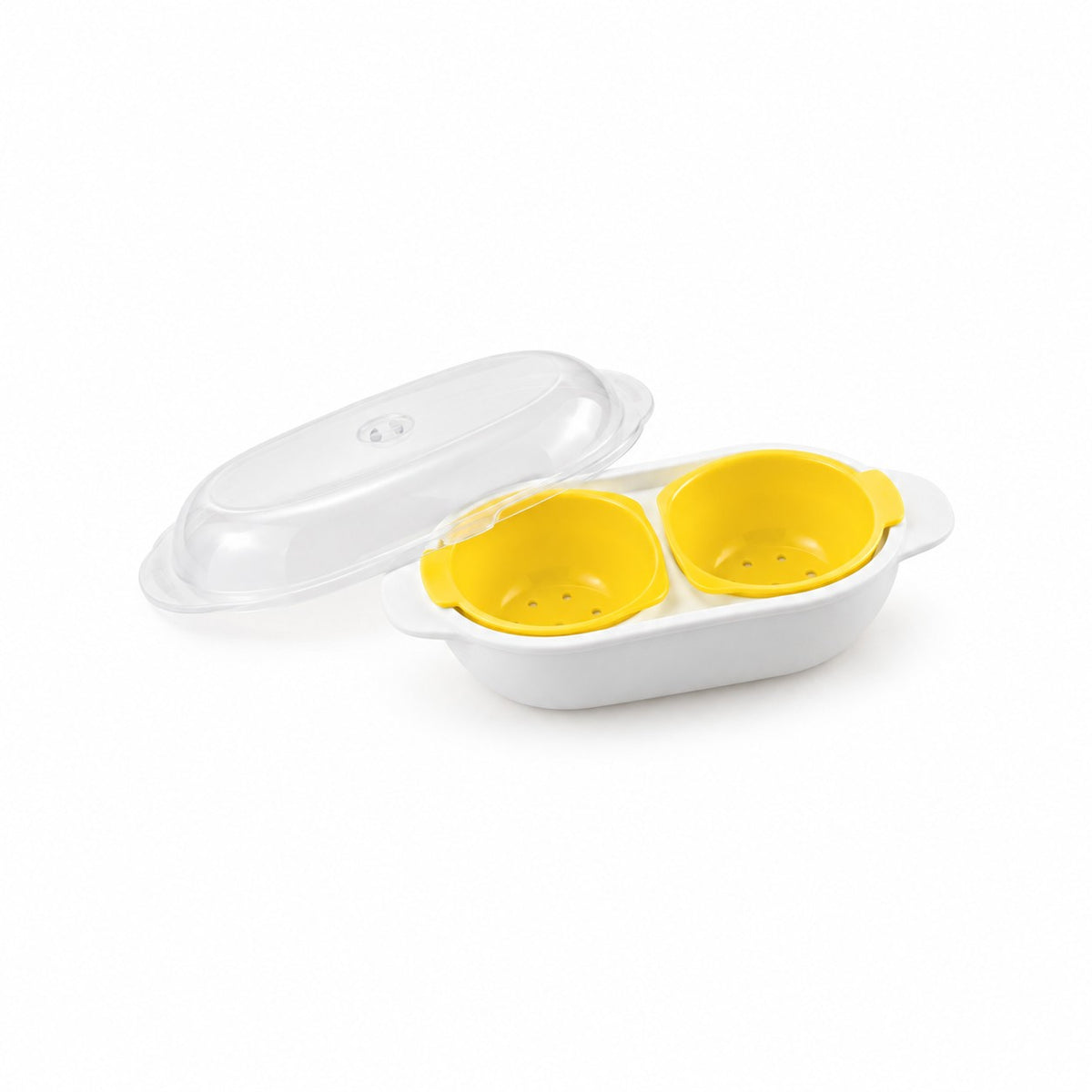 Double-Cup Microwave Egg Poacher with Steam-Release Lid