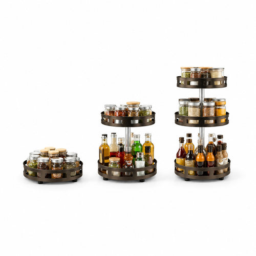 Multi-Tier Lazy Susan Spice Organizer with Sturdy Frame