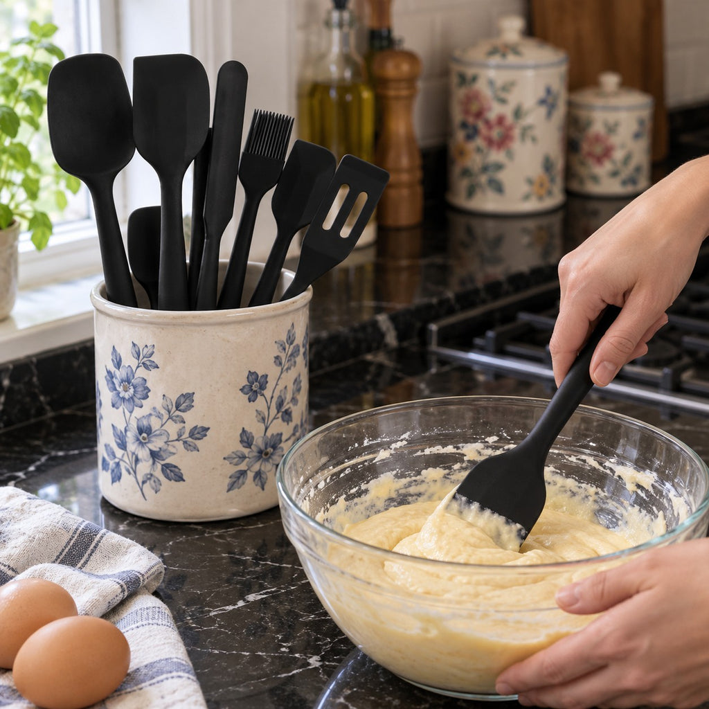 One-Piece Silicone Spatula Set in a home kitchen