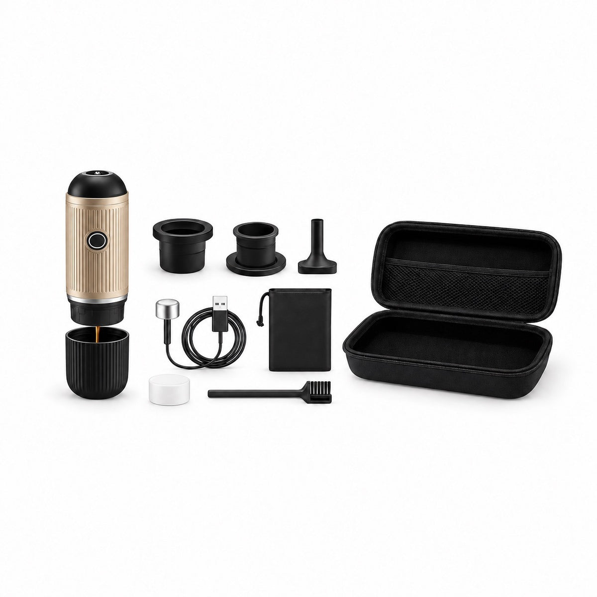 Portable Rechargeable Espresso Maker, Champagne with Travel Bag