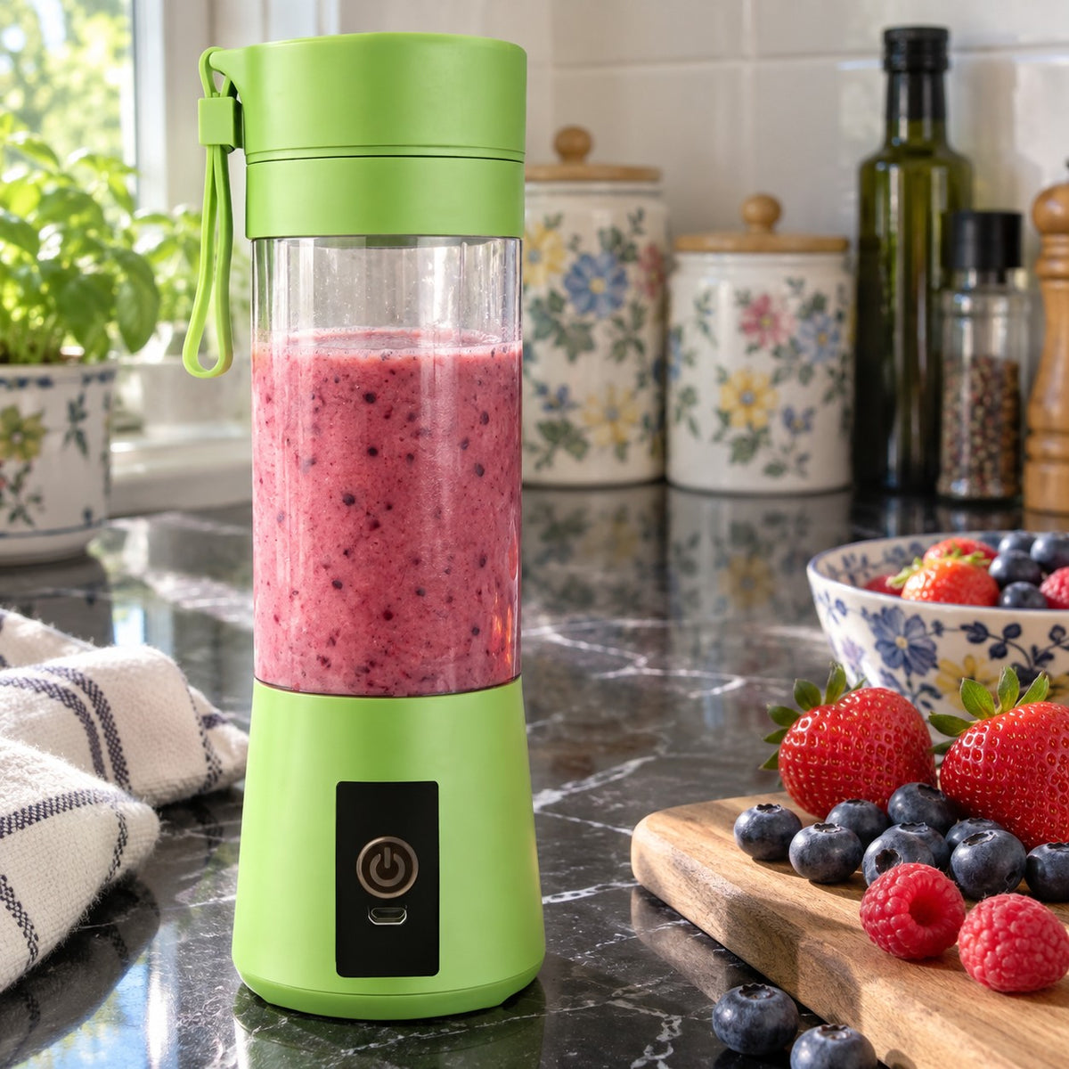 Portable USB Rechargeable Blender, 380 ml in a home kitchen