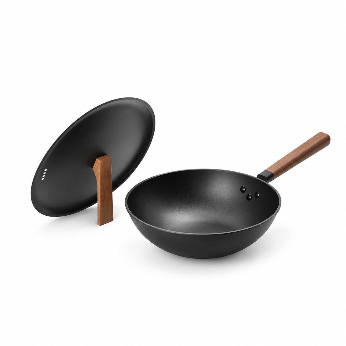 Pre-Seasoned Carbon Steel Wok with Lid
