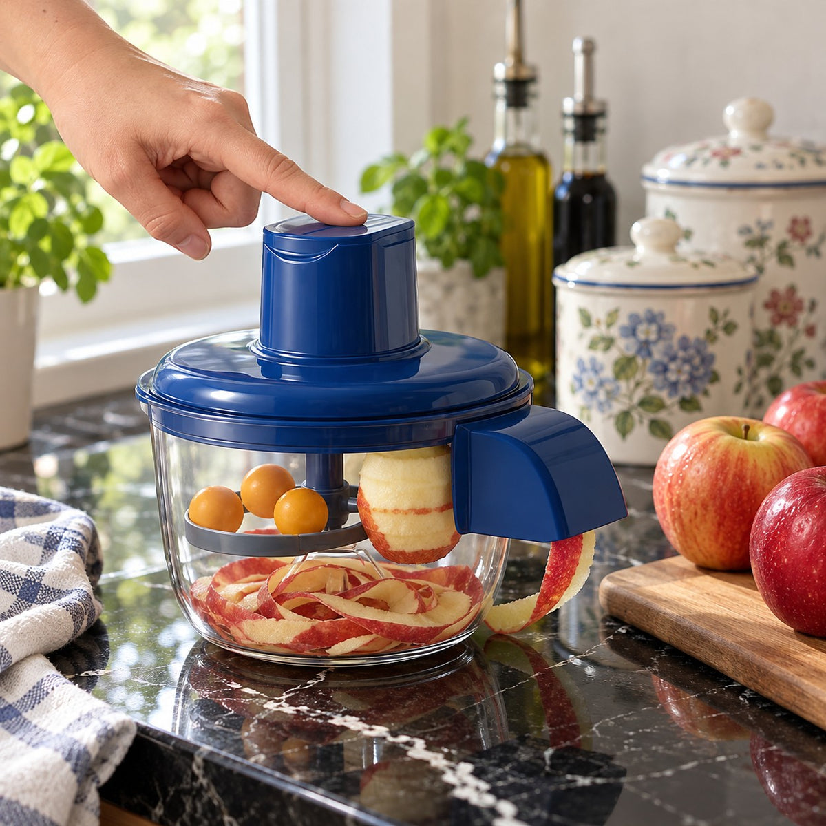 Rechargeable Electric Fruit and Vegetable Peeler in a home kitchen