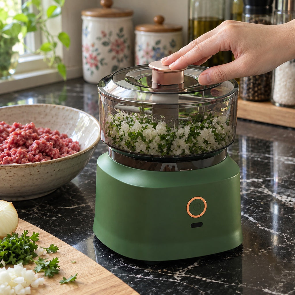 Rechargeable Electric Mini Chopper with 350 ml Bowl in a home kitchen
