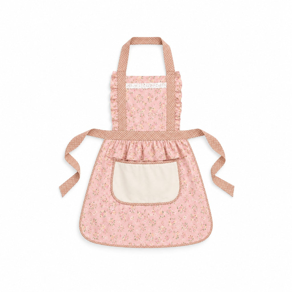 Retro Floral Ruffle Apron with Large Pocket