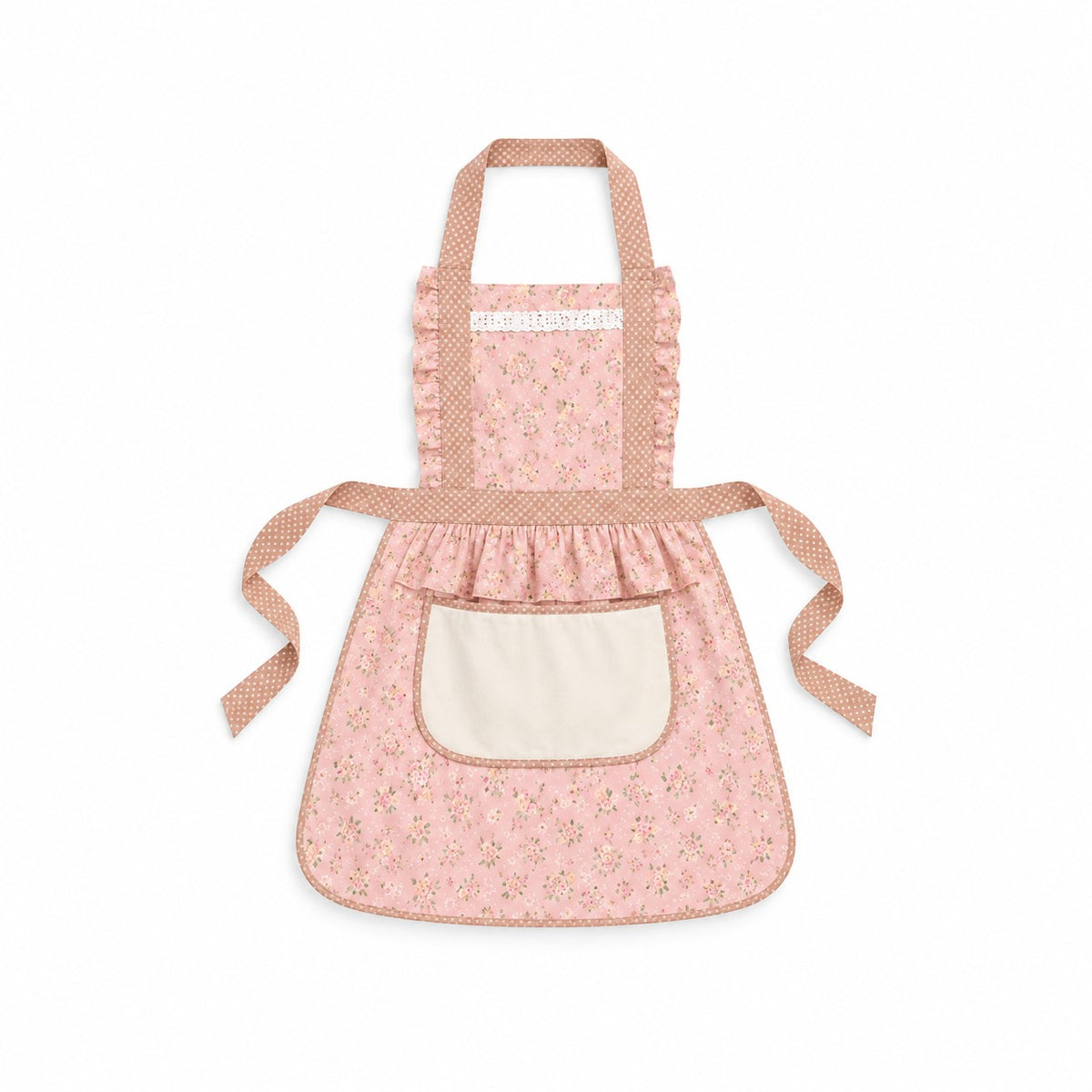 Retro Floral Ruffle Apron with Large Pocket