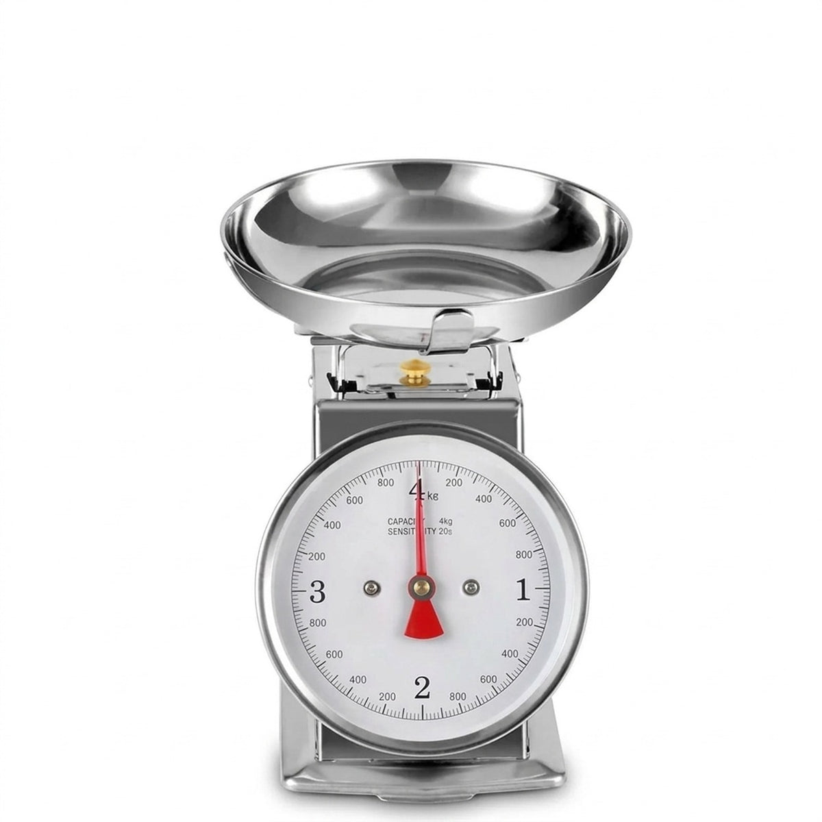 Retro Mechanical Kitchen Scale with Bowl, 4 kg Stainless Steel