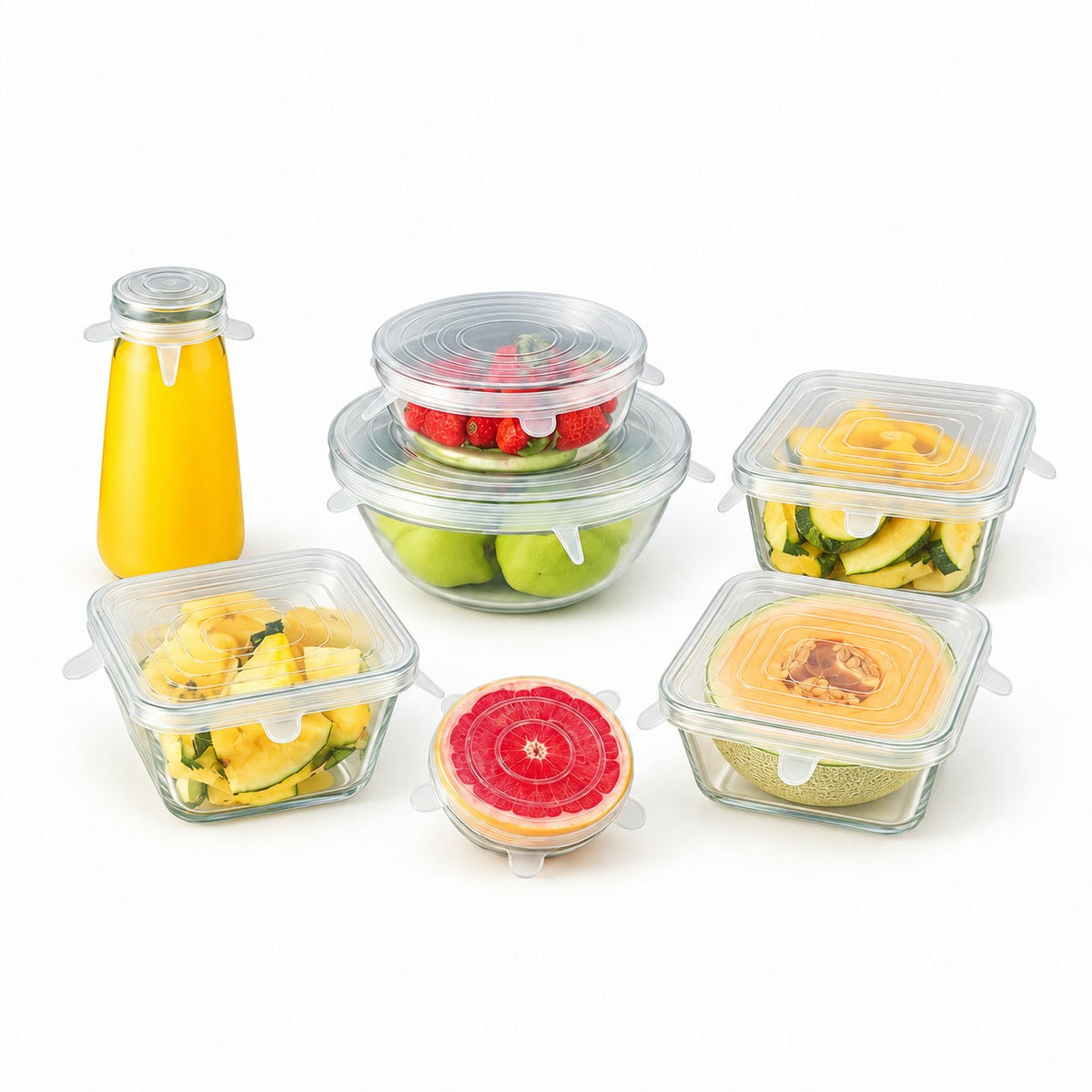 Reusable Silicone Stretch Lids, Round and Square