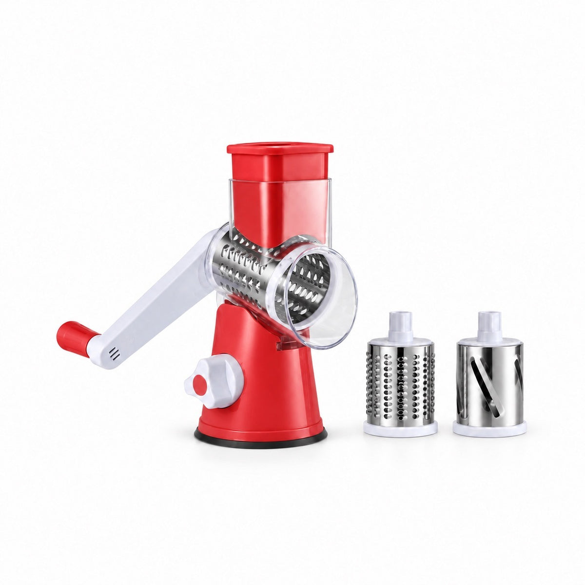 Rotary Drum Vegetable Slicer and Grater, Red