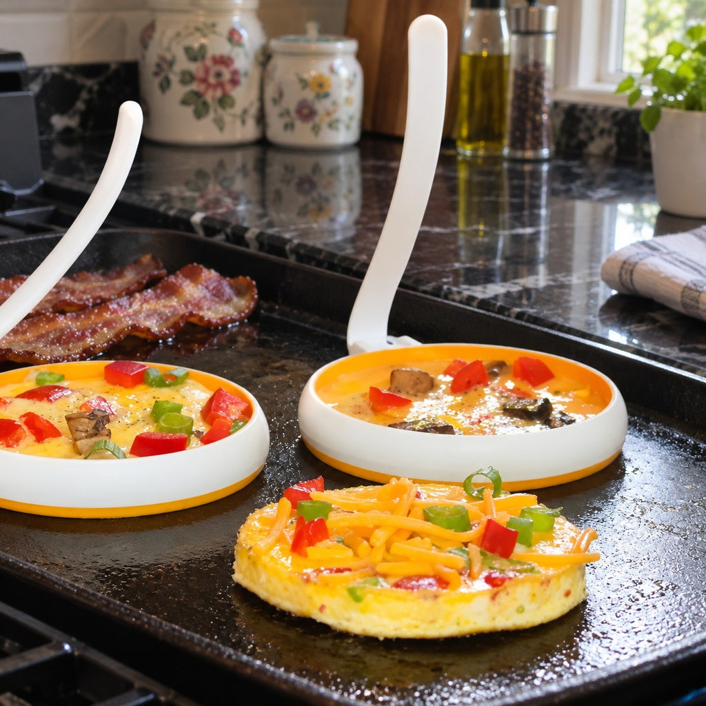 4-Inch Silicone Egg and Pancake Rings for Breakfast Sandwiches in a home kitchen