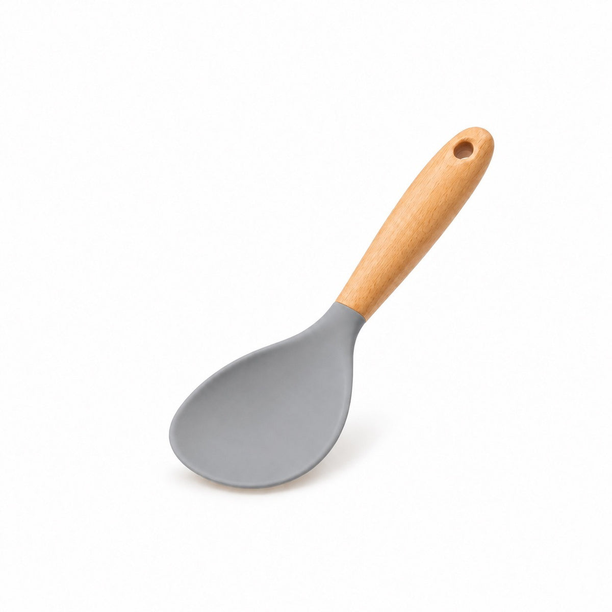 Silicone Rice Paddle with Wood Handle, Gray