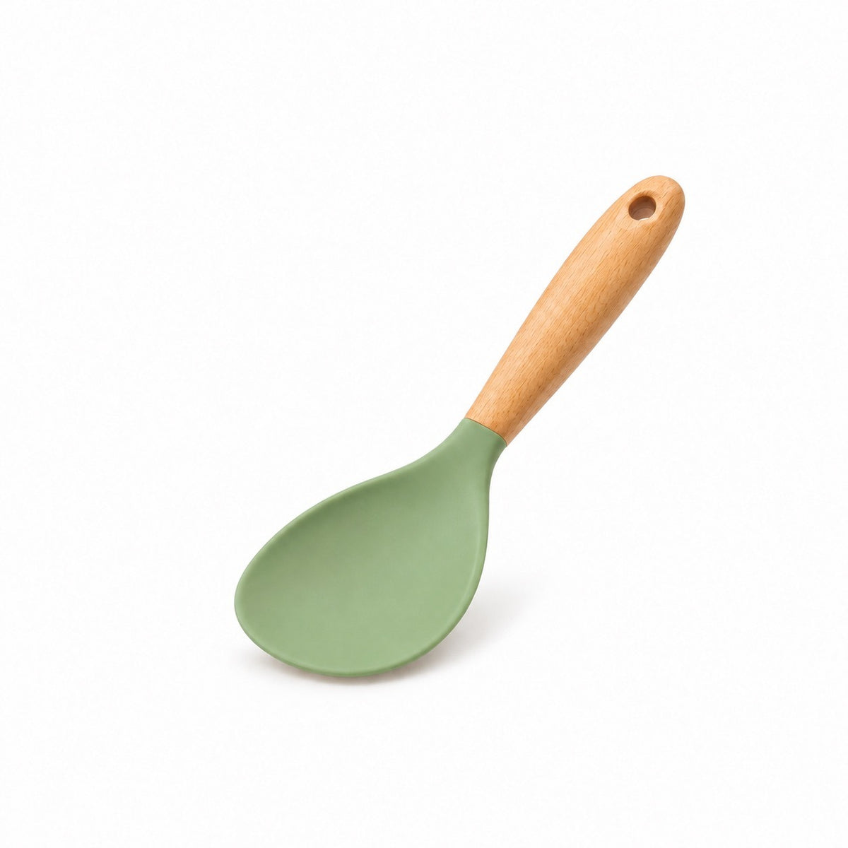 Silicone Rice Paddle with Wood Handle, Green