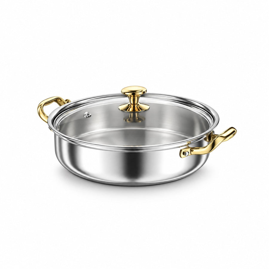 Stainless Steel Casserole Pot with Glass Lid
