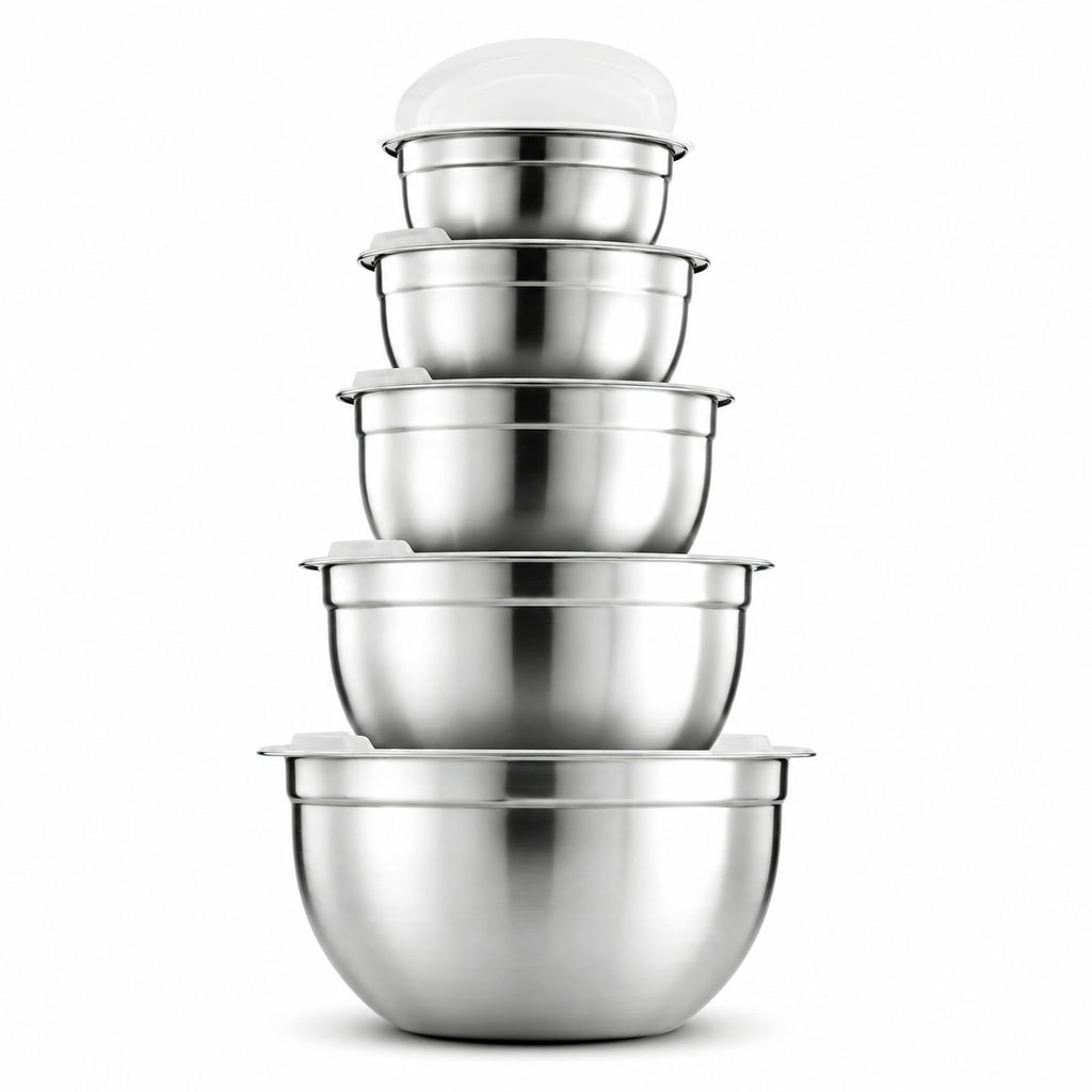 Lightweight 18/8 Stainless Steel Mixing Bowls