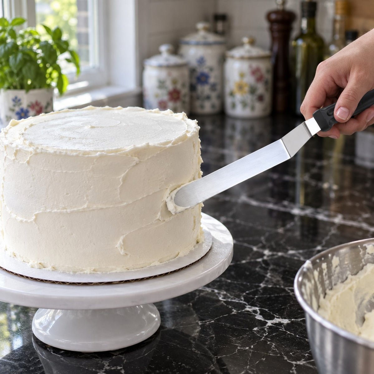 Stainless Steel Offset Icing Spatula in a home kitchen