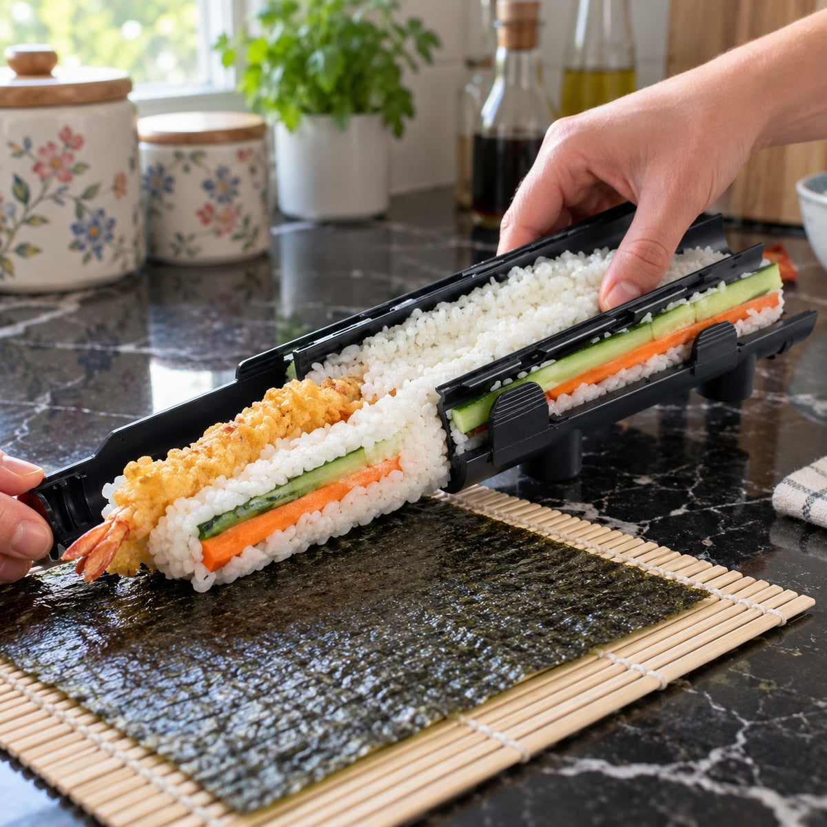 Sushi Bazooka Roll Maker in a home kitchen