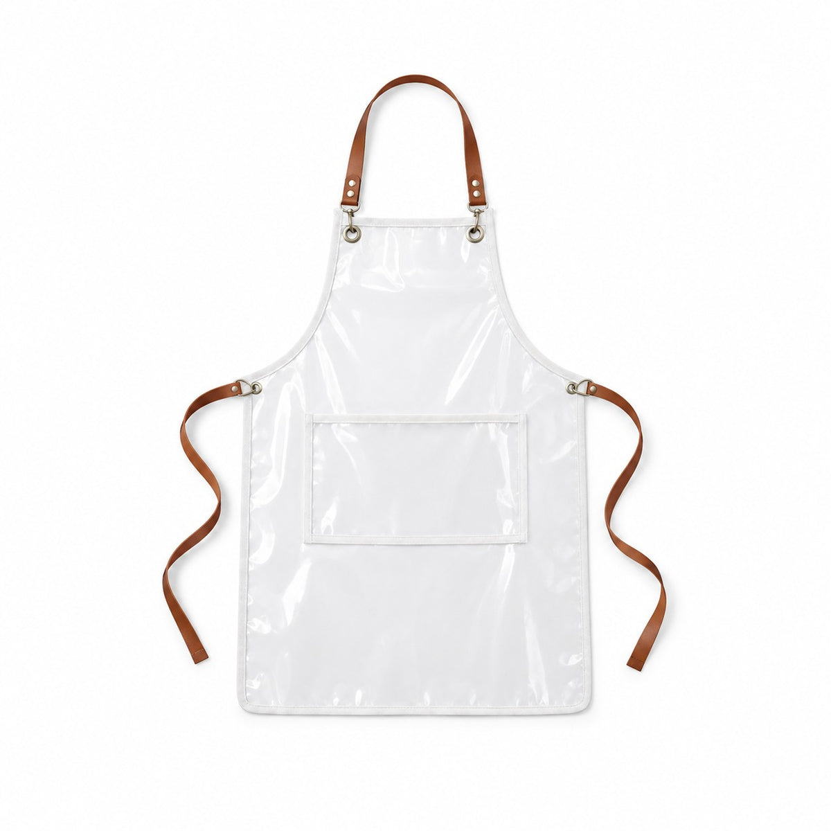 Transparent Kitchen Apron with Brown Straps