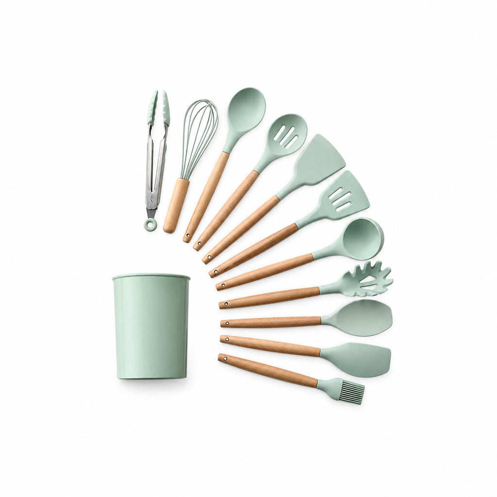 Wood-Handle Silicone Utensils